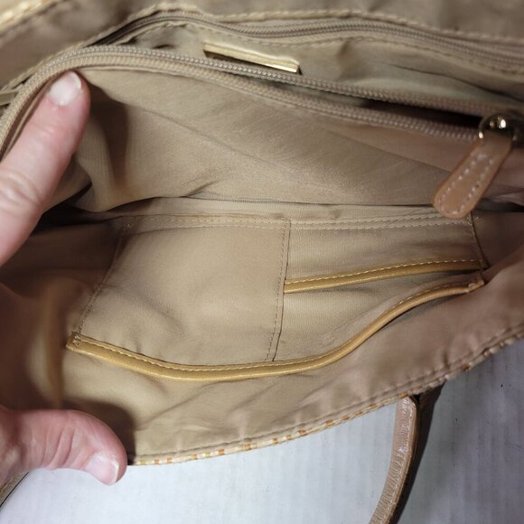 Giani Bernini Classic Tan Woven Straw & Leather Handbag With Dual Handles - Picture 13 of 15